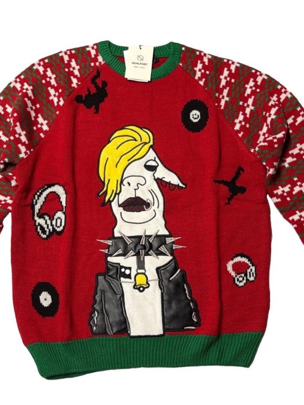 Ugly Christmas Sweater - Handsome Llama - Punk Rock Llama - Multiple Sizes